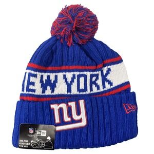 New York Giants New Era Winter Hat Beanie Pom One Size Blue NFL Football NEW